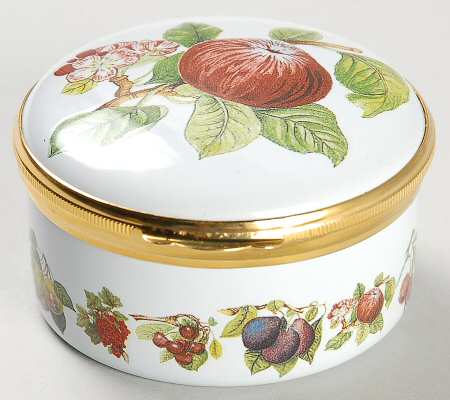 Pomona 2" Round Enamel Box W/Hinged Lid