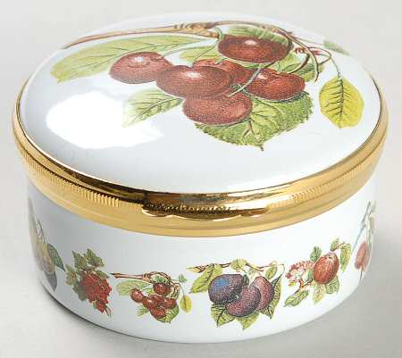 Pomona 2" Round Enamel Box W/Hinged Lid