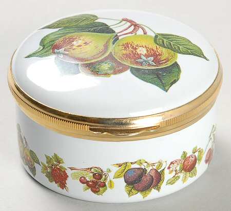 Pomona 2" Round Enamel Box W/Hinged Lid