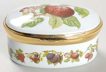 Pomona 2.5" Oval Enamel Box with Hinged Lid by Portmeirion