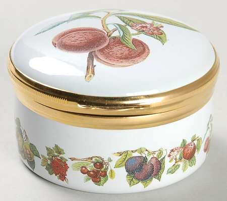 Pomona 2" Round Enamel Box W/Hinged Lid