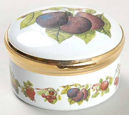 Pomona 2" Round Enamel Box W/Hinged Lid