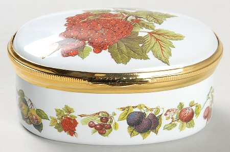 Pomona 2.5" Oval Enamel Box with Hinged Lid