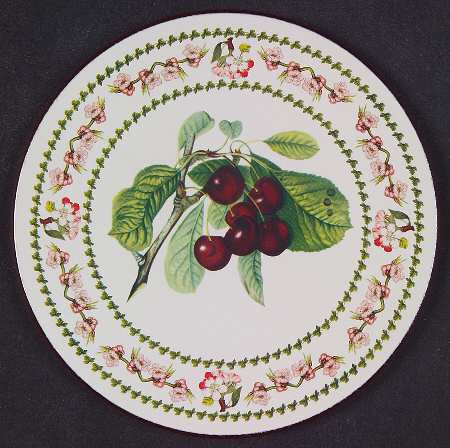 Pomona Round Cork Back Coaster with Floral Border
