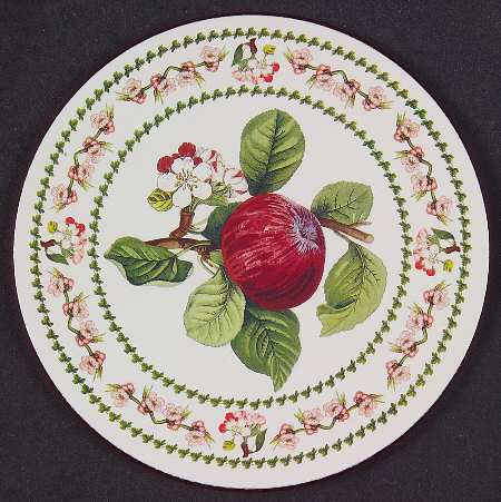 Pomona Round Cork Back Coaster with Floral Border