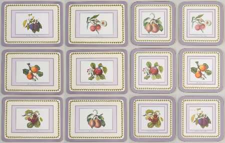 Pomona (Set of 12) Placemat & Coasters w/Purple Border