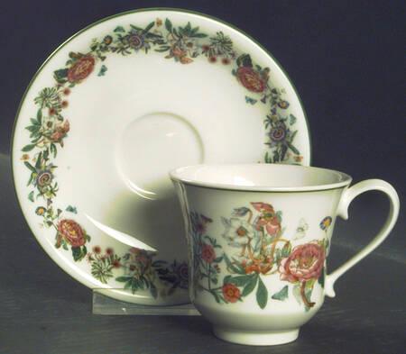 Summer Garland Footed Demitasse Cup & Saucer Set