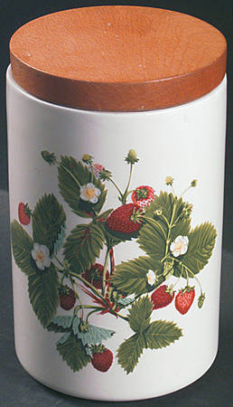 Summer Strawberries Large Canister & Wood Lid