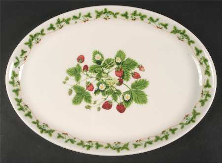 Summer Strawberries 13" Oval Steak Platter