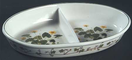 Welsh Wild Flowers 11" Oval Divided Vegetable Bowl
