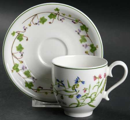 Welsh Wild Flowers Footed Demitasse Cup & Saucer Set