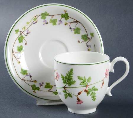 Welsh Wild Flowers Footed Demitasse Cup & Saucer Set