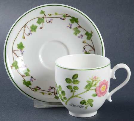 Welsh Wild Flowers Footed Demitasse Cup & Saucer Set