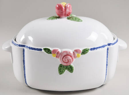 Cottage Rose Oval Covered Vegetable
