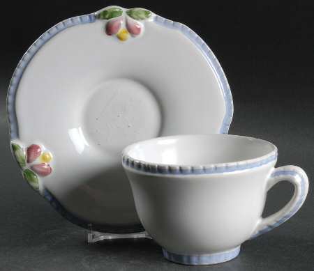 Cottage Rose Flat Cup & Saucer Set
