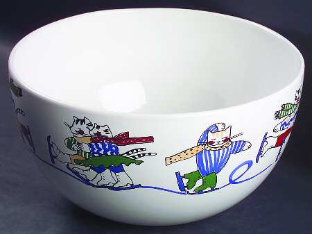 Feline Festivities 10" Large Salad Serving Bowl