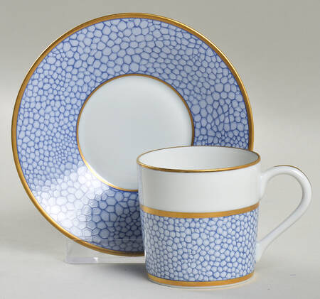 Galuchat Blue Flat Demitasse Cup & Saucer Set