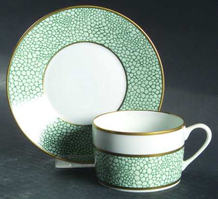 Galuchat Green Flat Cup & Saucer Set