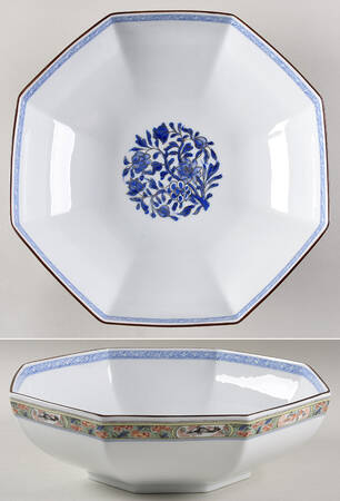 Kan Sou (White Background) 9" Octagonal Serving Bowl