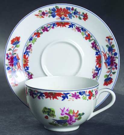 Kiang She (White Background) Flat Cup & Saucer Set