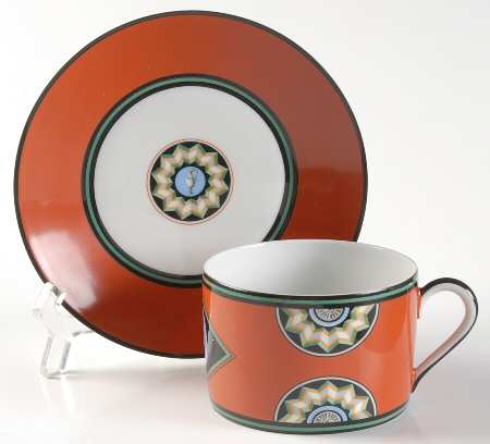 Pompei Red Flat Cup & Saucer Set