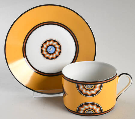 Pompei Yellow Flat Cup & Saucer Set