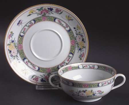 Tung Hai Footed Cream Soup Bowl & Saucer Set by Puiforcat