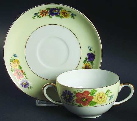 Princess Flat Bouillon Cup & Saucer by Porcelain Union