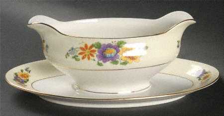Princess Gravy Boat with Attached Underplate by Porcelain Union