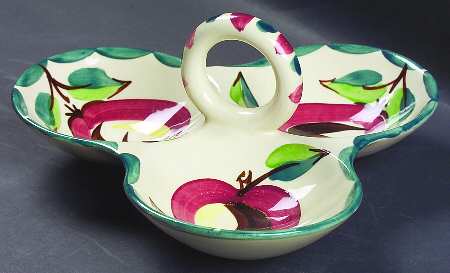 Apple 3-Part Relish with Center Ceramic Handle