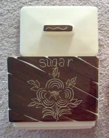 Intaglio Brown Square Sugar Canister & Lid