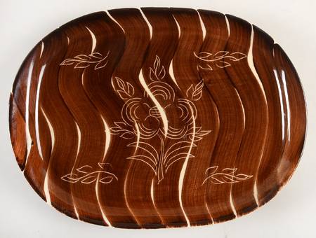 Intaglio Brown 12" Oval Serving Platter