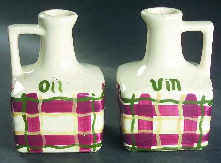 Normandy Plaid Handled Oil and Vinegar with Cork Stoppers