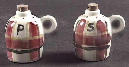 Normandy Plaid Salt & Pepper & Cork Stopper Tops