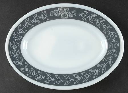 Autumn Bands Gray 9" Oval Serving Platter