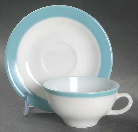 Blue Flat Cup & Saucer Set