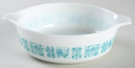 Butterprint Turquoise 1 Pt Round Casserole No Lid