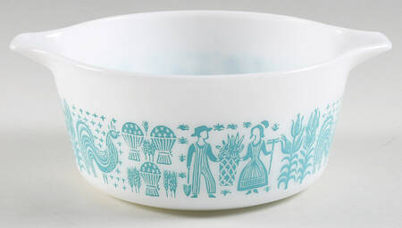 Butterprint Turquoise 1.5 Quart Round Casserole No Lid