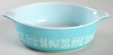 Butterprint Turquoise 1 Pt Round Casserole No Lid