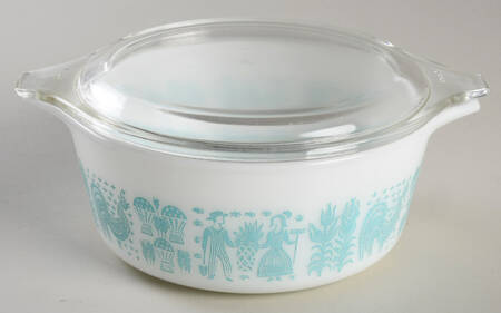 Butterprint Turquoise 1.50 Pt Round Covered Casserole