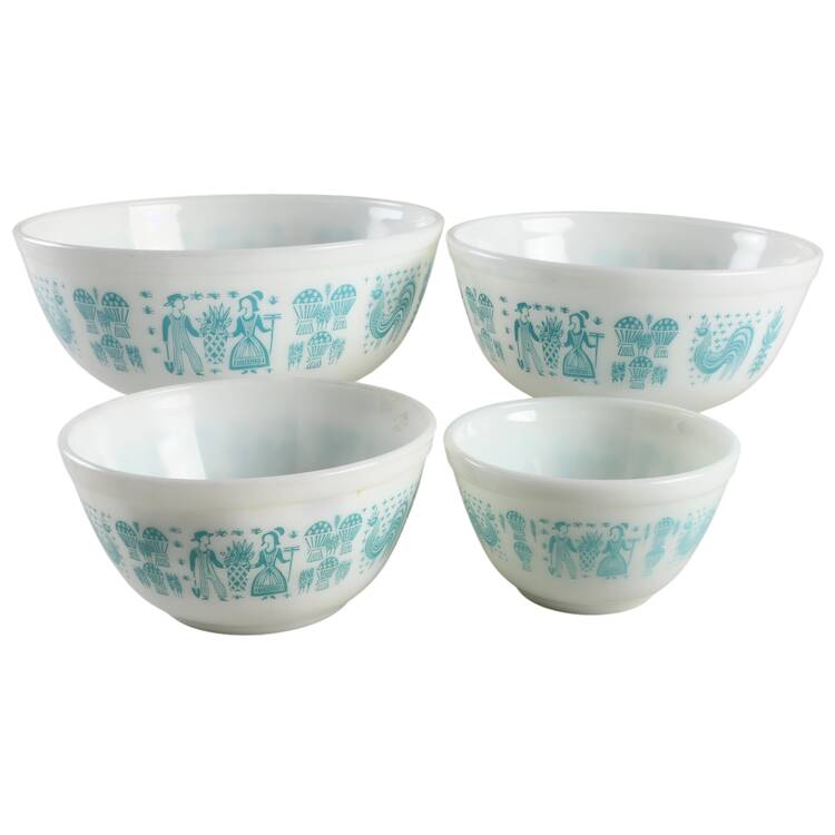 Butterprint Turquoise 4 Piece Mixing Bowl Estate Set
