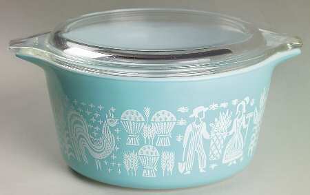 Butterprint Turquoise 1 Qt Round Covered Casserole