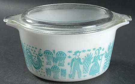 Butterprint Turquoise 1 Qt Round Covered Casserole