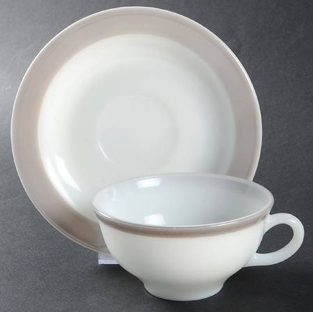 Gray Flat Cup & Saucer Set