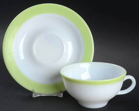 Green Flat Cup & Saucer Set