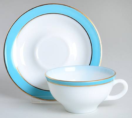 Turquoise Flat Cup & Saucer Set