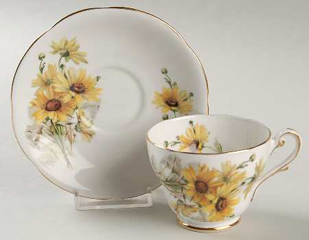 Brown Eyed Susan Footed Demitasse Cup & Saucer Set