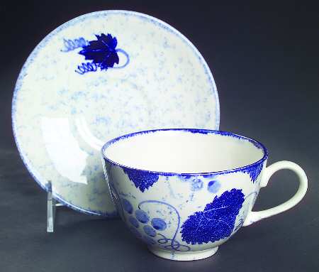 Blue Vine Footed Cup & Saucer Set