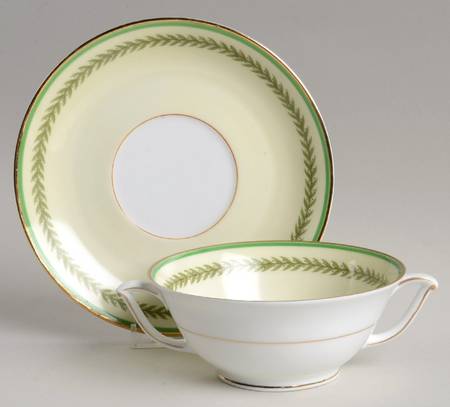 PIR36 Footed Cream Soup Bowl & Saucer Set