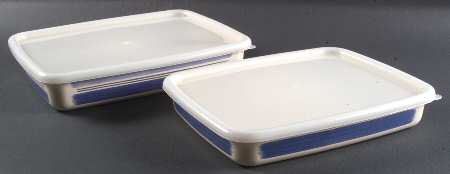 Rio Rectangular Metal Baker with Plastic Lid - Set of 2